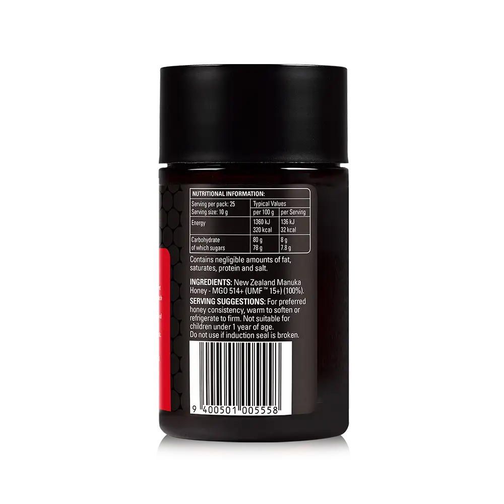 UMF 15+ Manuka honey Back Panel