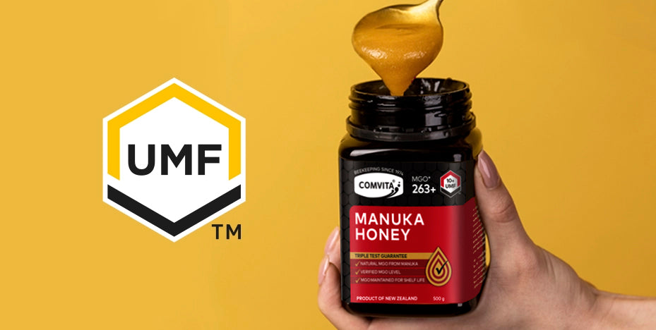 manuka honey highlighting the UMF logo