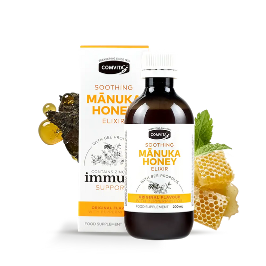 Comvita Manuka Honey Elixir bottle and box
