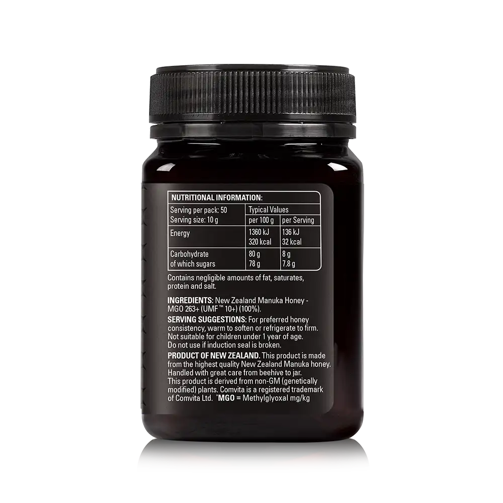 Manuka Honey nutritional information label 